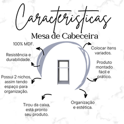 Mesa de Cabeceira Pequena 2 Nichos em Mdf Plancasa:azul Sereno - 8