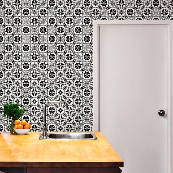 Adesivo de Azulejo Preto e Branco - 60x45 cm - 1