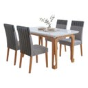 Ver imagem 1 de Conjunto Sala de Jantar Mesa 1,20m com Vidro Nadine 4 Cadeiras Montreal