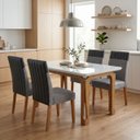 Ver imagem 2 de Conjunto Sala de Jantar Mesa 1,20m com Vidro Nadine 4 Cadeiras Montreal