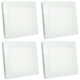Kit 4 Luminária Painel Plafon LED Sobrepor Quadrado 12W 17x17 Branco Quente 3500K Slim Bivolt - 1