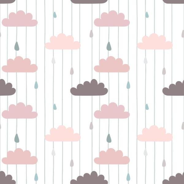 Papel de Parede Adesivo Infantil Nuvens Rosê - 45x250 cm - 2