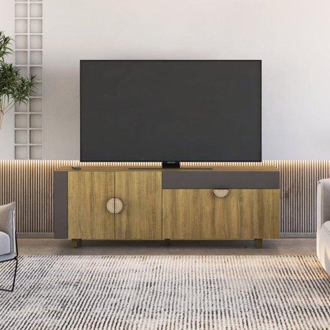Rack para TV até 72 Polegadas 173,7cm 3 Portas Meia Lua