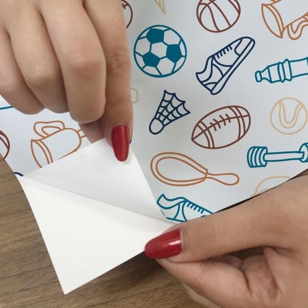 Papel de Parede Adesivo Infantil Esportes Azul - 45x300 cm - 3