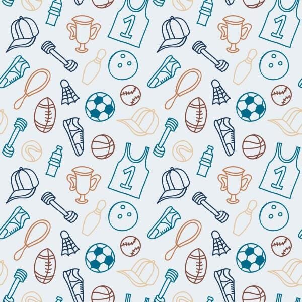 Papel de Parede Adesivo Infantil Esportes Azul - 45x300 cm - 2