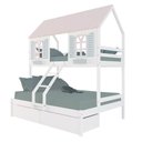 Ver imagem 2 de Beliche Casal/ Solteiro Casinha Bela 02 Gavetas - Madeira Maciça Branco/Rosa/Verde | Megamobilia