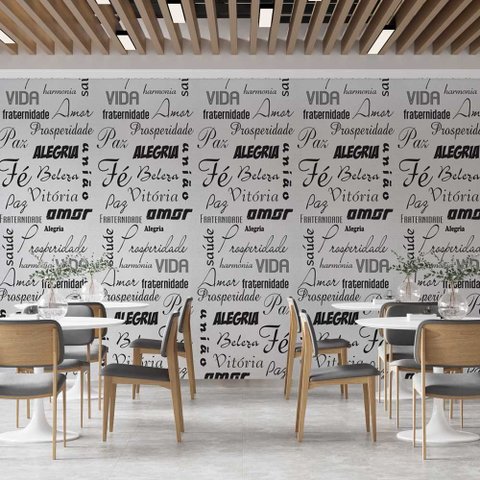 Papel de Parede Casual Frases Alegres Positivas Gh Papel de Parede 3,5m