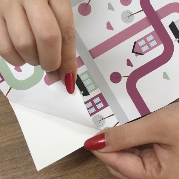 Papel de Parede Adesivo Infantil Cidadezinha Rosa - 45x300 cm - 2