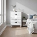 Ver imagem 3 de Cômoda 5 Gavetas com Pés Palito Astor Branco - Iaza Moveis