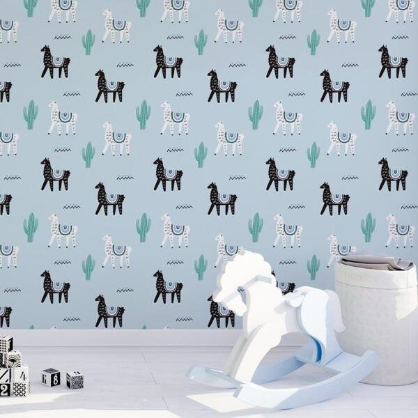Papel de Parede Adesivo Infantil Lhamas - Amarelo - 45x250 cm - 7