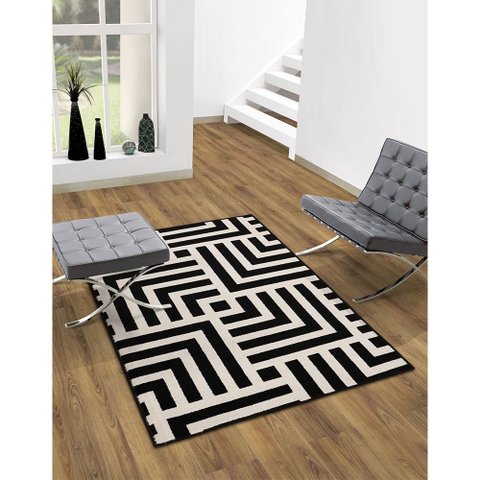 Tapete Black White Geometric 150x200cm Tapetes São Carlos