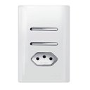 Ver imagem 1 de 2 Interruptores Simples + Tomada Universal 2p+t 10a Cromado com Placa 4x2 Branco - Dc-120023 - Novar