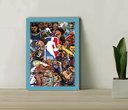 Ver imagem 1 de Quadro Decorativo Nba Cartoon + Vidro 33x25 Sala Escritório:azul