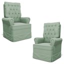 Ver imagem 1 de Kit 02 Poltronas de Amamentação e Descanso Com Balanço Laís G05 Veludo Verde - Mpozenato