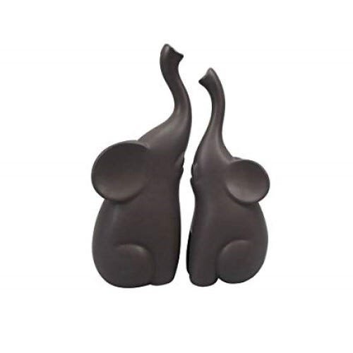 Estatueta Decorativa Jogo 2 Elefantes Preto - Resina - Studio Collection - 1