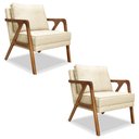 Ver imagem 1 de Kit 2 Poltronas Decorativas De Luxo Frida Linho Pérola - Gran Belo