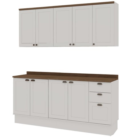 Cozinha Completa 4PÇS 9 Pts 3 Gav Iluminata Branco/Ebano