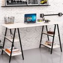 Ver imagem 2 de Mesa para Escritório Estilo Industrial Cavalete Form 150cm Snow - Lyam Decor