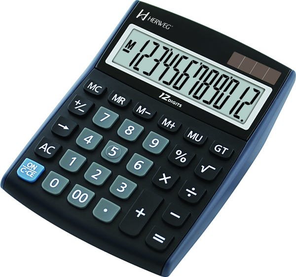 Calculadora De Mesa Digital Preta 12 Dígitos Herweg 8507-034