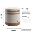 Ver imagem 2 de Puf Puff Banqueta Redondo Linho com Detalhes em Couro Marrom