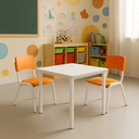 Ver imagem 1 de Mesa com 2 Cadeiras Infantis Laranja para Educação Infantil Ecomhome