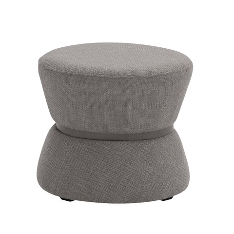 Puff Decorativo Redondo Aston 45cm Cinto em Aço Titânio Linho Cinza - Nexta
