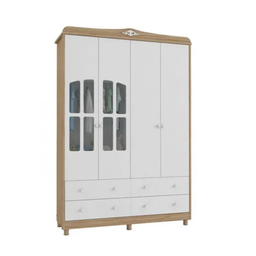 Guarda Roupa Peroba Elô 4 Portas e 4 Gavetas Branco/carvalho - 1