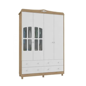 Guarda Roupa Peroba Elô 4 Portas e 4 Gavetas Branco/carvalho