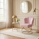 Ver imagem 2 de Poltrona Decorativa Estofada Base Aramado Aço Reforçada Industrial Champagne e Cor Rosê