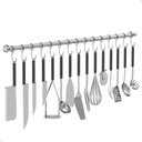 Ver imagem 2 de Porta Utensílios e Talheres 80cm com 15 Ganchos Cromado Fs