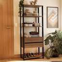 Ver imagem 1 de Guarda-roupa Closet Modulado Valencia 2 Gavetas 4 Prateleiras 70cm Rustic/preto Madesa Xa Rustic/