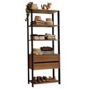 Ver imagem 2 de Guarda-roupa Closet Modulado Valencia 2 Gavetas 4 Prateleiras 70cm Rustic/preto Madesa Xa Rustic/