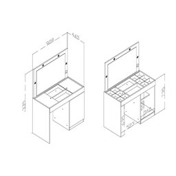 Penteadeira com 1 Porta e Tampo de Vidro - Branco - 5