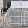 Coberdrom Cobertor Brooklyn Queen Sherpa Manta Flannel Quadriculado - Cinza - 1