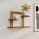 Ver imagem 3 de Nicho Organizador Bali com Visual Industrial para Decoração da Casa - Ferro Dourado Tampo Amêndoa