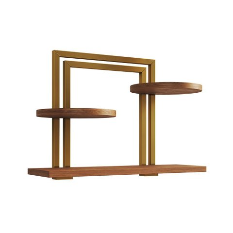 Nicho Organizador Bali com Visual Industrial para Decoração da Casa - Ferro Dourado Tampo Amêndoa