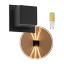 Ver imagem 1 de 2x Arandela Box Cubo Pequena 6 Fachos PRETA + Led G9 5w 3000k St1317