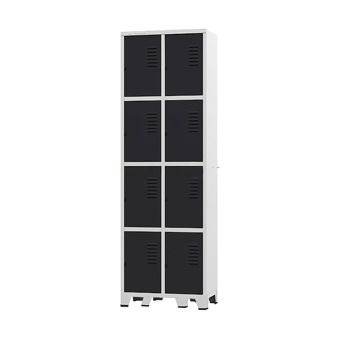 Armário Roupeiro De Aço Para Vestiário 8 Portas Locker Preto