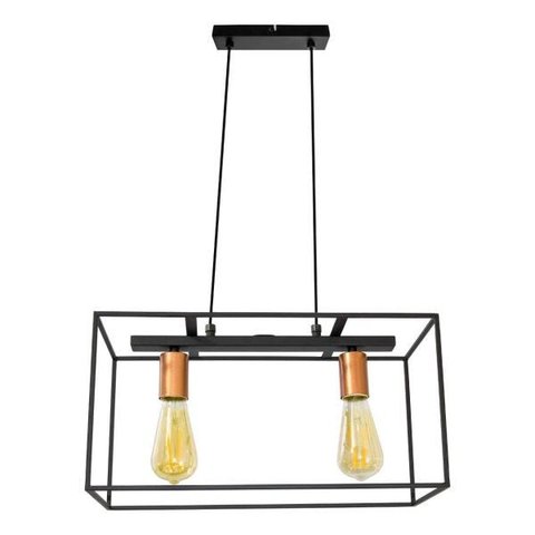 Pendente Quadra Preto Bivolt Quality para 2 Lâmpadas E27 Qpd1359 St1548