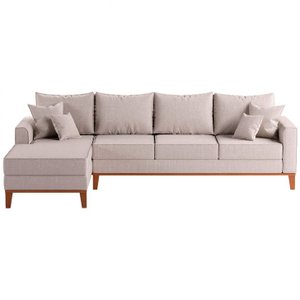 Sofá 4 Lugares Beny com Chaise Esquerdo - Linho Bege