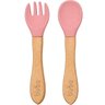 Kit Talher de Silicone e Bambu Garfo Colher de Bebe Buba Rosa - 1