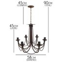 Ver imagem 2 de Lustre Pendente de Teto com 6 Bocais Rústicos para Quarto de Casal