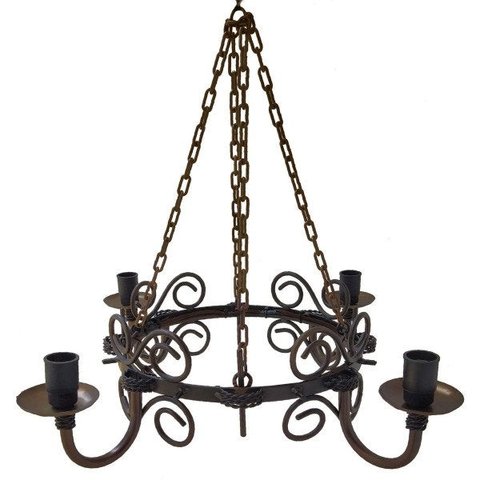Lustre Rustico Medieval em Ferro para Iluminação de Sala de Estar Retrô