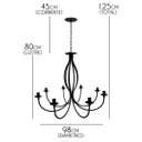 Ver imagem 2 de Lustre Negro de Metal Grande para Sala de Jantar e Estar Moderna