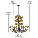 Ver imagem 2 de Lustre Grande de Flores Artesanais em Ferro Rustico para Festas e Eventos - Amarelo