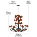 Ver imagem 2 de Lustre Grande de Flores Artesanais em Ferro Rustico para Festas e Eventos - Laranja