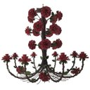 Ver imagem 1 de Lustre Grande de Flores Artesanais em Ferro Rustico para Festas e Eventos - Vermelho