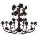 Ver imagem 1 de Lustre Grande de Flores Artesanais em Ferro Rustico para Festas e Eventos - Verniz