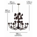 Ver imagem 2 de Lustre Grande de Flores Artesanais em Ferro Rustico para Festas e Eventos - Verniz