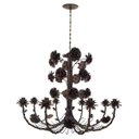 Ver imagem 6 de Lustre Grande de Flores Artesanais em Ferro Rustico para Festas e Eventos - Verniz